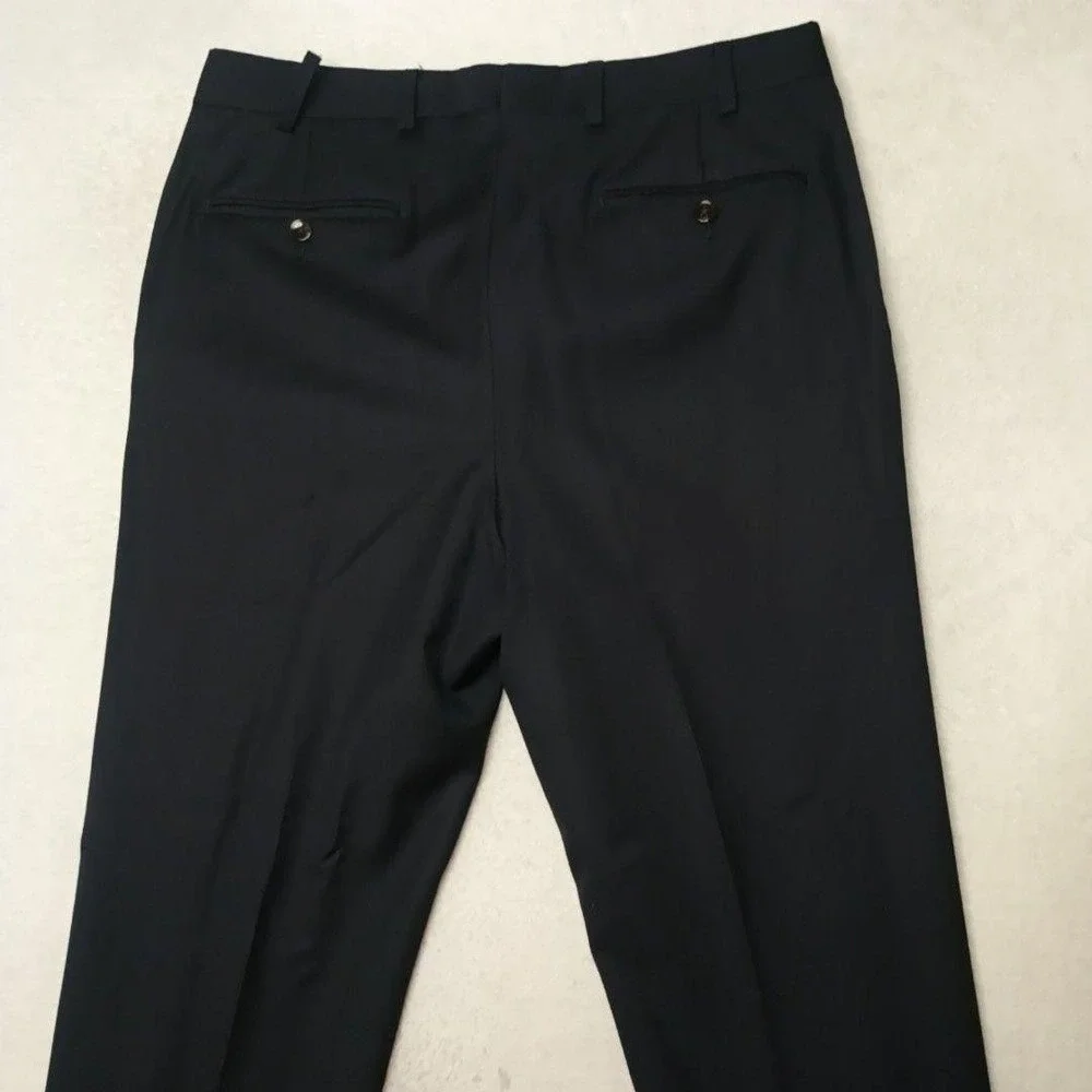 Suitsupply Pants Men 33x32 Black Slim Wool Lined Flat Front Dress Slacks Suit
